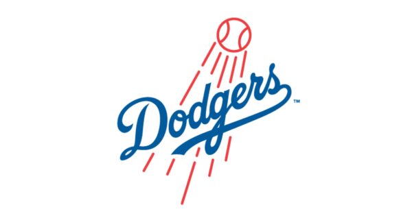 The Los Angeles Dodgers logo on a white background with 2 Dodger Tickets 4/17 VS New York Mets 7:10 PM.