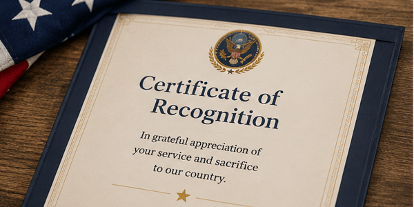 Veteran certificate of recognition